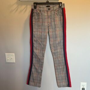 MOTHER Houndstooth Pants with Red and Black Accents